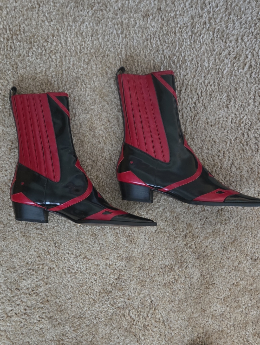 Women’s Dolce & Gabbana Black and Red Western Ankle Boots, Size 37